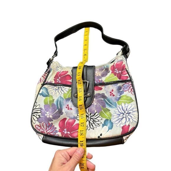 Floral Canvas Shoulder Bag With Leather Accents By Croft & Barrow - Picture 6 of 12